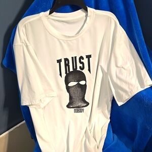 White T-shirt trust nobody logo
